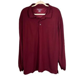 Architect Men's Sz XL Long Sleeve Burgundy Red Collared Polo Shirt Pullover